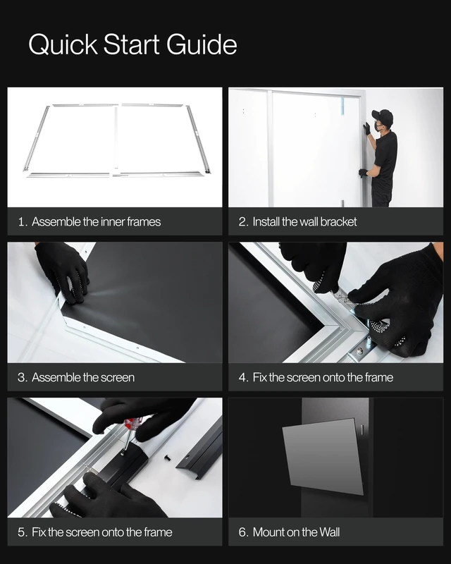 Alt view image 5 of 5 - AWOL VISION 150" Fixed Frame Matte Gray Projector Screen, 170 Viewing Angle, 16:9 8K/4K Screen with 1 in Slim Aluminum Frame, for UST and Long Throw Projectors