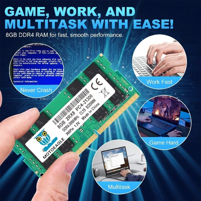 Alt view image 3 of 5 - 16GB (2X8GB) DDR4 2666MHz PC4-21300 PC4-2666V 2RX8 CL19 SODIMM 1.2V 260-Pin Non-ECC SO-DIMM Laptop Notebook RAM Memory Module
