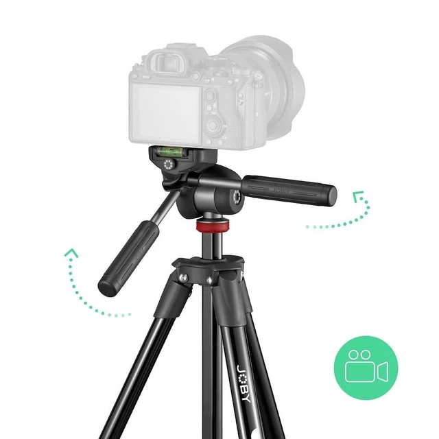 Alt view image 3 of 5 - Joby Compact Advanced, Camera Tripod with 3-Way Head, Universal -20 Quick Release Attachment and Carrying Bag, for CSC, DSLR, Mirrorless Camera, Smartphone, Colour: Black