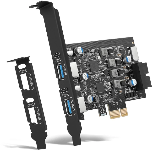 Main image of 6-Ports USB 3.0 PCIe Card (2X USB A-2X Type-C), with 19 Pin/Type E(A-Key)