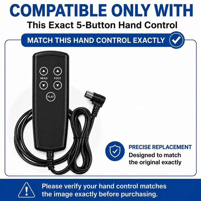 Alt view image 2 of 5 - NIUWAXIYU Replacement Wired Remote Control for Ergomotion Adjustable Bed Base E4 Y8C8. 14070307 (Not for E4+ and Other Models)
