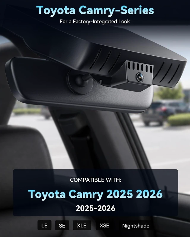 Alt view image 2 of 5 - OVAMAN OEM-Fit Dash Cam for Toyota Camry Gen9 XV80 2025-2026