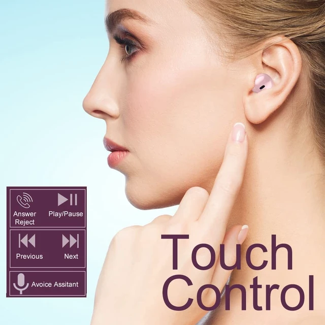 Alt view image 2 of 5 - eleror Invisible Mini Wireless Bluetooth Earbuds, Small Semi in-Ear Earbuds for Work & Daily Use, Touch Control, Lightweight for Music & Audiobooks