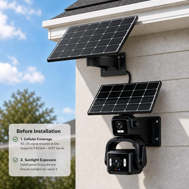 Alt view image 5 of 5 - HCWLY LINK 4G LTE 4K Solar Security Camera, Large