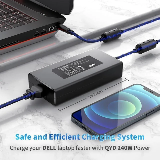 Alt view image 5 of 5 - QYD 240W 19.5V 12.3A Laptop Charger AC Adapter Compatible with Dell G5 15 5500 5587 5590 G5 SE 5505 G3 15 3500 G3 17 3779 G7 15 7500 7588 7590 G7 17 7700 7790 G16 7620 Gaming Laptop Power Supply Co