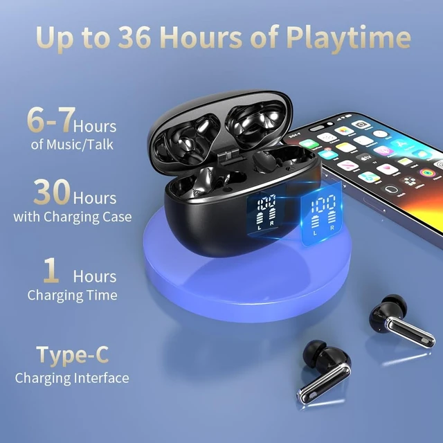 Alt view image 5 of 5 - Hsility Translation Earbuds Real Time Wireless Earbuds with Translator for 144 Languages Bluetooth 5.4 Dual Noise Canceling Mic Bass Stereo Sound 36H Play Time and IPX7 for Travel Business