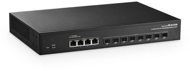 Main image of MokerLink 12 Port 10Gbps Managed Switch, 4x10G RJ45 Ethernet Ports, 8x10G SFP+ Slot Support 1G and 10G SFP+ Module, 240Gbps Bandwidth L2 Managed Fiber Switch