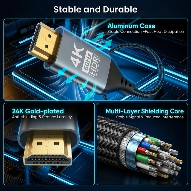 Alt view image 4 of 5 - USB C to HDMI Cable 20FT for Home & Office, 4K@60Hz Long HDMI Cable