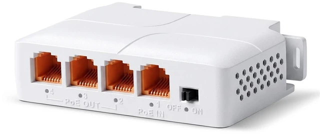 Main image of Davuaz 2.5G PoE Extender, 1 in 3 Out PoE+ Extender with 2500Mbps, Power Out Up to 90W Power in 30W-IEEE802.3af/at/bt, PoE Repeater to Extends Extra 330ft,Vlan, Wall-Mount or Rail-Mount