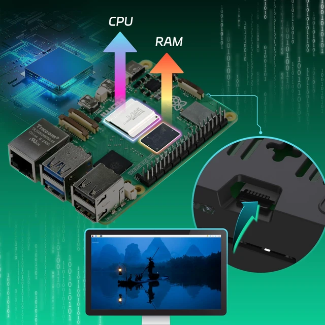 Alt view image 3 of 5 - TRASKIT Starter Kit for Raspberry Pi 5 4GB RAM,Pre-Loaded 64GB Edition Pi OS