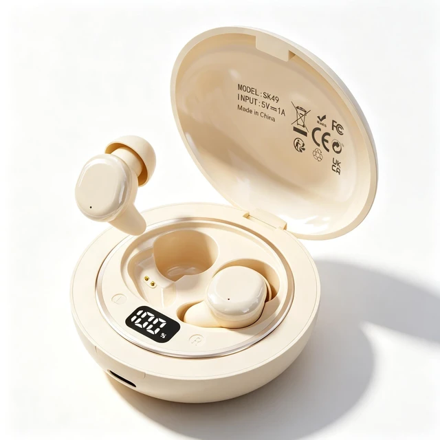 Main image of NVXMANIYK Wireless Sleep Earbuds, Mini Bluetooth Earbuds for Small Ears and Side Sleepers, Soft Ear Wing Low Profile in Ear Headphones, Lightweight Comfortable Earbuds for Sleeping Travel Work