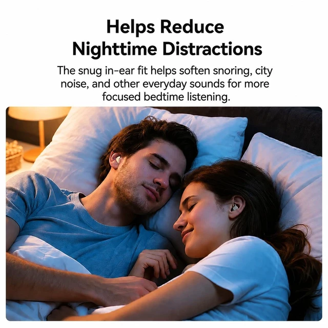 Alt view image 3 of 5 - NVXMANIYK Wireless Sleep Earbuds, Mini Bluetooth Earbuds for Small Ears and Side Sleepers, Soft Ear Wing Low Profile in Ear Headphones, Lightweight Comfortable Earbuds for Sleeping Travel Work