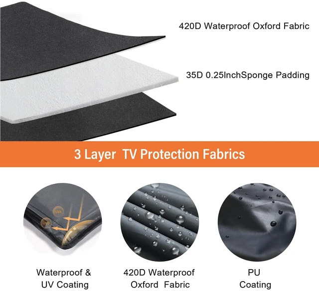 Alt view image 3 of 5 - Outdoor TV Cover - All-Weather Waterproof Universal for 60 to 65 Inch TVs