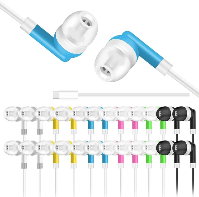 Main image of CNSZSLZ 50 Pack USB C Kids Earbuds Bulk Wired for Classroom School Students