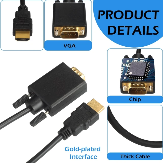 Alt view image 3 of 5 - Saysurey 10 Pack Adapter Compatible with HDMI to VGA Cable 6 Feet