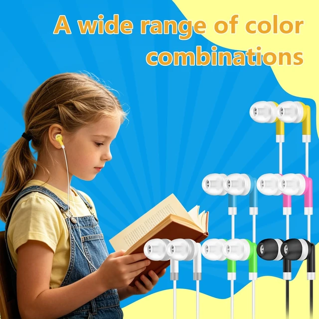Alt view image 3 of 5 - CNSZSLZ 50 Pack USB C Kids Earbuds Bulk Wired for Classroom School Students