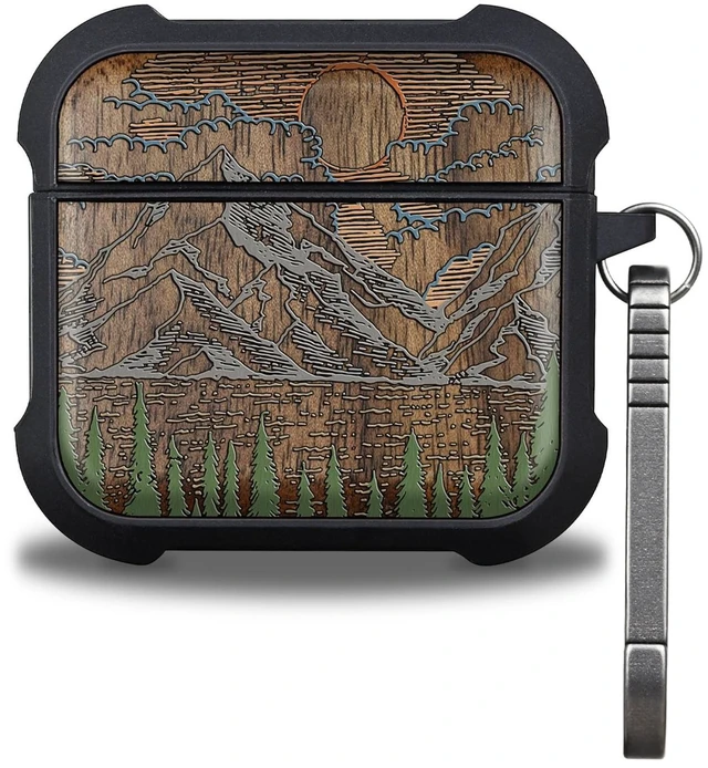 Main image of Walnut Solid Wood for AirPods 5 Case/AirPods 4 Case, Mountain Dawn