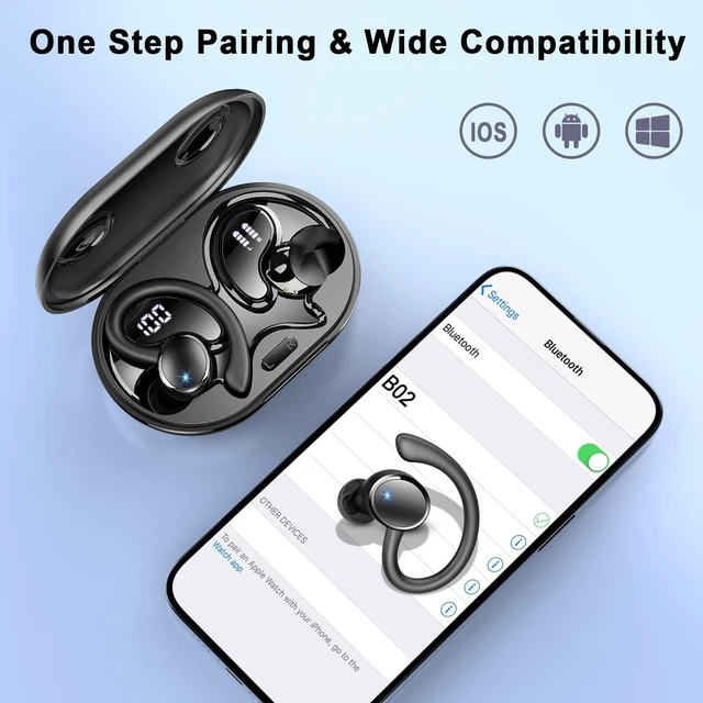 Alt view image 4 of 5 - Wireless Earbuds, Bluetooth 5.4 Headphones, 75H Deep Bass Sound, Earhook