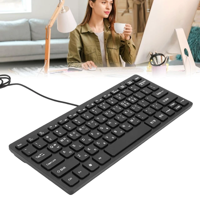 Alt view image 5 of 5 - Denash Wired Korean Keyboard, 78 Keys Spill Proof Slim Hangul Layout Keyboard, USB Plug and Play Lightweight Keypad for Computer Laptop PC