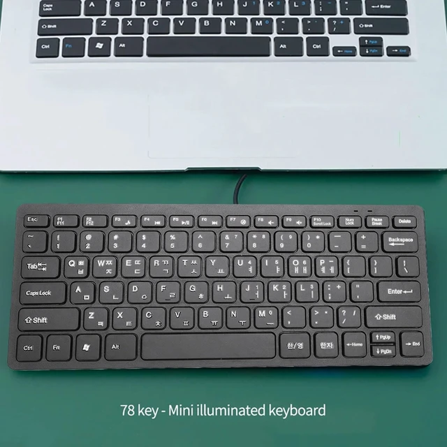 Alt view image 3 of 5 - Denash Wired Korean Keyboard, 78 Keys Spill Proof Slim Hangul Layout Keyboard, USB Plug and Play Lightweight Keypad for Computer Laptop PC