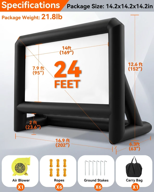 Alt view image 5 of 5 - Inflatable Projector Screen, 24FT Outdoor Projector Movie Screen