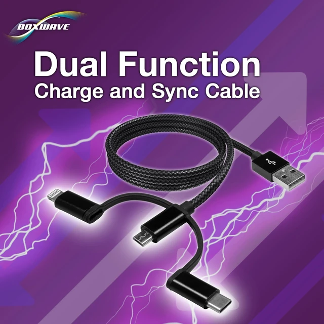 Alt view image 3 of 5 - BoxWave Cable Compatible with Elgato HD60 X - AllCharge 3-in-1 Cable - Jet Black