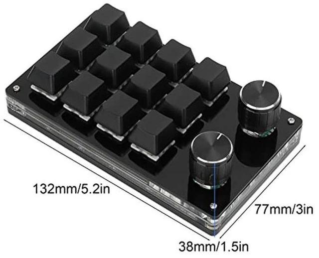 Alt view image 3 of 5 - Cryfokt One Handed Programmable Mechanical Keyboard, 12 Keys Programmable Macro Keyboard with Knob Plug and Play Multifunctional Mechanical Gaming Keypad Function Keypad for