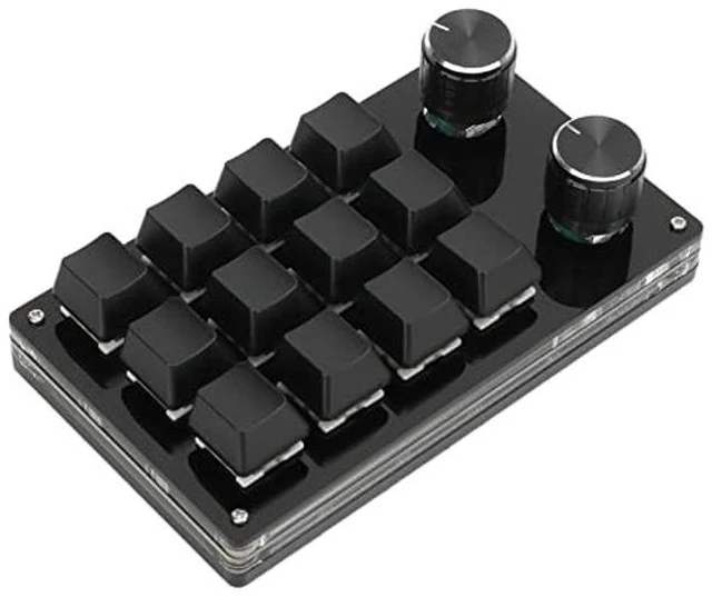 Alt view image 4 of 5 - Cryfokt One Handed Programmable Mechanical Keyboard, 12 Keys Programmable Macro Keyboard with Knob Plug and Play Multifunctional Mechanical Gaming Keypad Function Keypad for