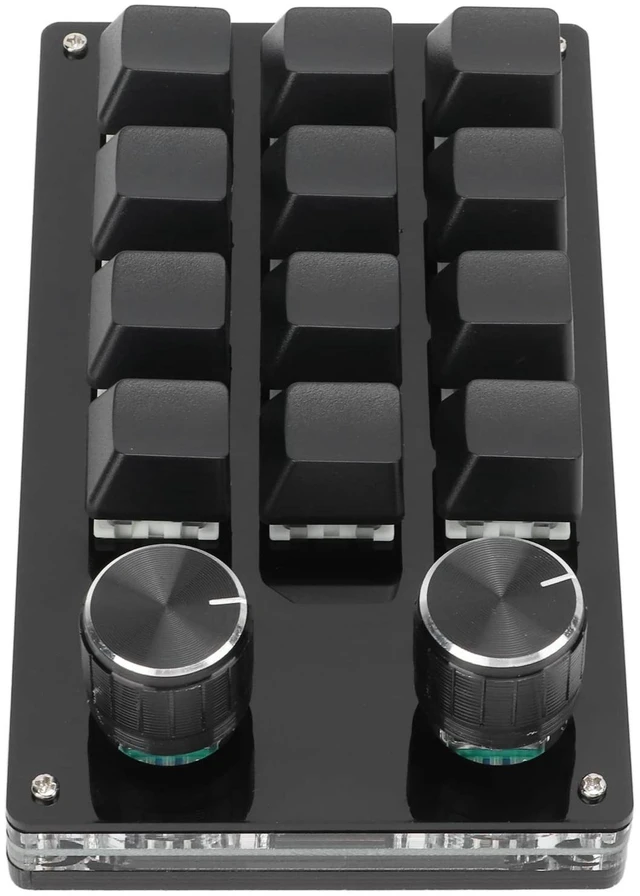 Alt view image 2 of 5 - Cryfokt One Handed Programmable Mechanical Keyboard, 12 Keys Programmable Macro Keyboard with Knob Plug and Play Multifunctional Mechanical Gaming Keypad Function Keypad for
