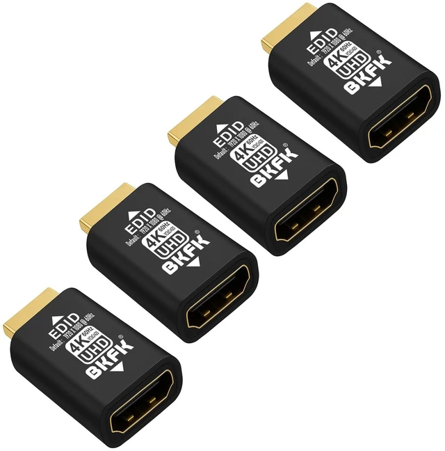 Main image of BKFK HDMI EDID Emulator, Passthrough Display Adapter, Default Resolution Dummy Plug, Headless Ghost for HDMI Switches, Extenders, AV Receivers, Video Splitters(GM-4K60Hz-default1080P-4P)