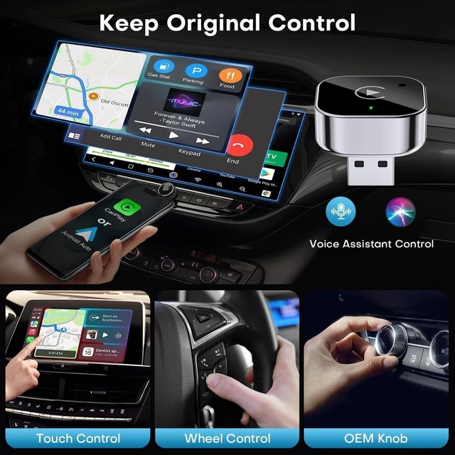 Alt view image 3 of 5 - Ksaipx 2-in-1 Wireless CarPlay & Android Auto Adapter, Fast Wireless Connection Dongle for Factory Wired CarPlay Cars, Plug & Play Auto-Connect Smart Multimedia Adapter for iPhone & Andr