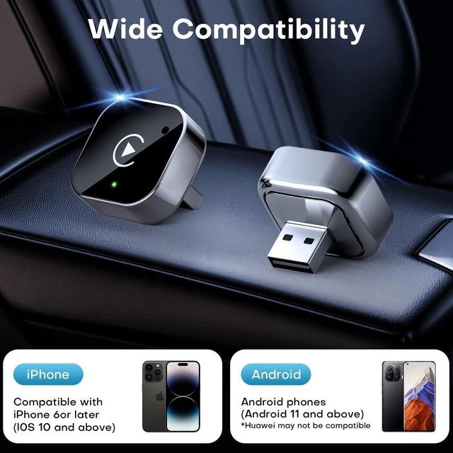 Alt view image 5 of 5 - Ksaipx 2-in-1 Wireless CarPlay & Android Auto Adapter, Fast Wireless Connection Dongle for Factory Wired CarPlay Cars, Plug & Play Auto-Connect Smart Multimedia Adapter for iPhone & Andr