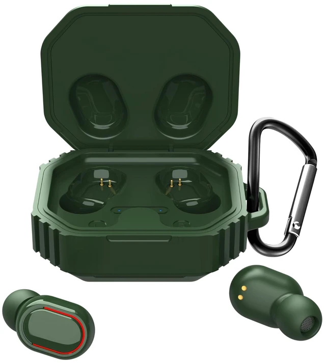 Main image of TOPTECH Blast BA-33 Wireless Earbuds, Bluetooth 5.4 True Wireless Earbuds with Microphone, 8mm Dual-Woofer Drivers, Voice Assistant, Button Controls & Portable Clip-On Charging Case,Gree