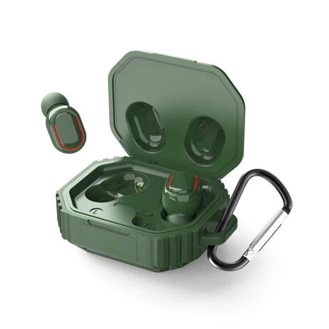 Alt view image 2 of 3 - TOPTECH Blast BA-33 Wireless Earbuds, Bluetooth 5.4 True Wireless Earbuds with Microphone, 8mm Dual-Woofer Drivers, Voice Assistant, Button Controls & Portable Clip-On Charging Case,Gree