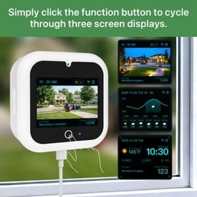Alt view image 3 of 5 - IdeaBeam 3K 5MP Window Security Camera with Smart Screen, Home Indoor Camera, AI Color Night Vision, Dual-Band 2.4/5GHz WiFi, Motion Detection, Two-Way Audio, 24/7 Recording, Alexa & Google Assistant