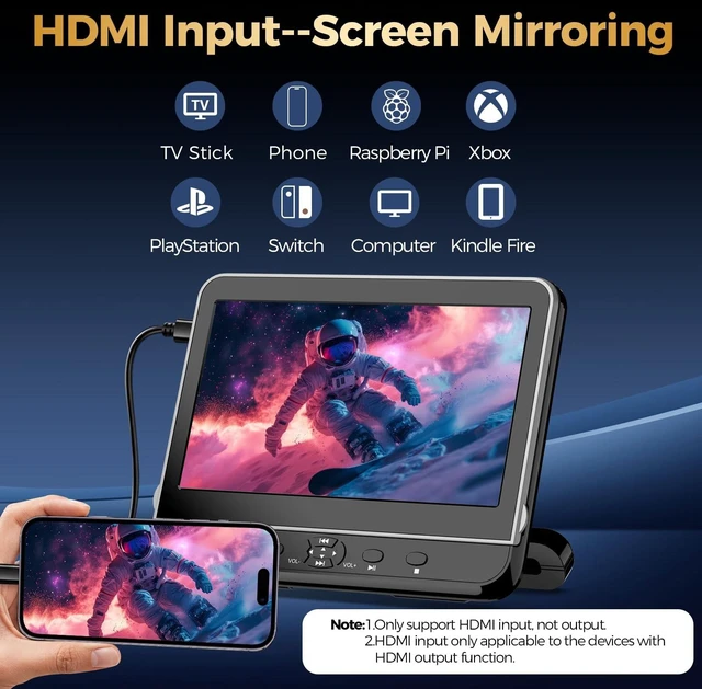 Alt view image 5 of 5 - 10.5" Portable DVD Player for Car with HDMI Input,2 Headphones & 2 Brackets