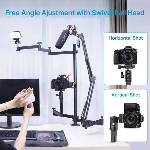 Alt view image 2 of 5 - Live Broadcast Boom Arm, ULANZI Flexible Desk Mount Camera Arm Clamp Webcam Stand, Microphone Boom Arm for Blue Yeti Snowball Yeti Nano, Webcam, Camera, LED Light, Voice Recording, Podcasting