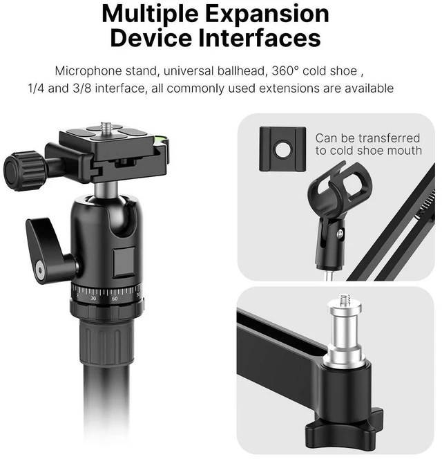 Alt view image 5 of 5 - Live Broadcast Boom Arm, ULANZI Flexible Desk Mount Camera Arm Clamp Webcam Stand, Microphone Boom Arm for Blue Yeti Snowball Yeti Nano, Webcam, Camera, LED Light, Voice Recording, Podcasting