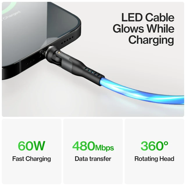 Alt view image 5 of 5 - Statik 360 Pro Magnetic Charging Cable, USB-C Micro-USB iProduct Tips 100W