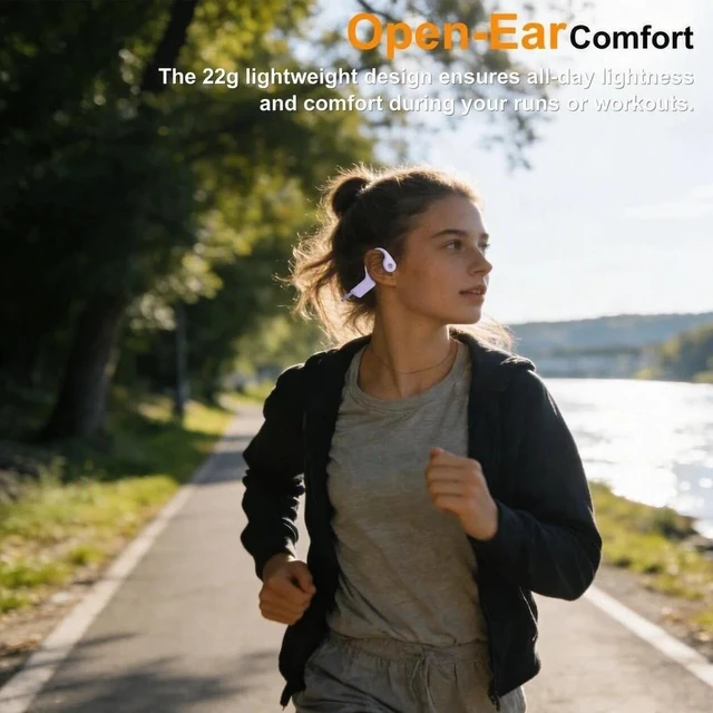 Alt view image 3 of 5 - 2026 Bone Conduction Bluetooth 6.0 Headphones, Open-Ear Headset with Mic, Type-C Charging, 10-Hour Battery Life, IPX5 Sweatproof, Dual-Device Connection, 22g Comfort, for Office & Sports (Purple