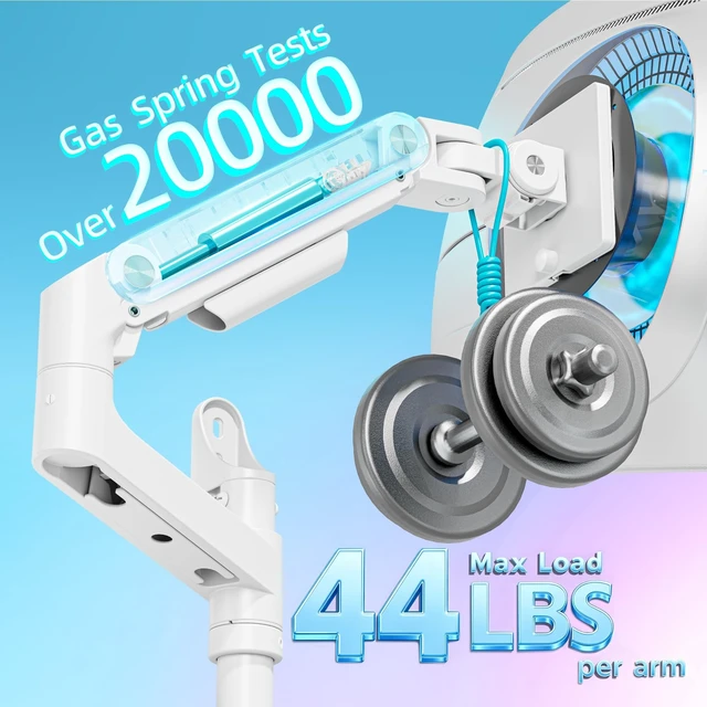 Alt view image 3 of 5 - ARES WING Dual Monitor Wall Mount for 17-49 Inch Ultrawide Screens, White