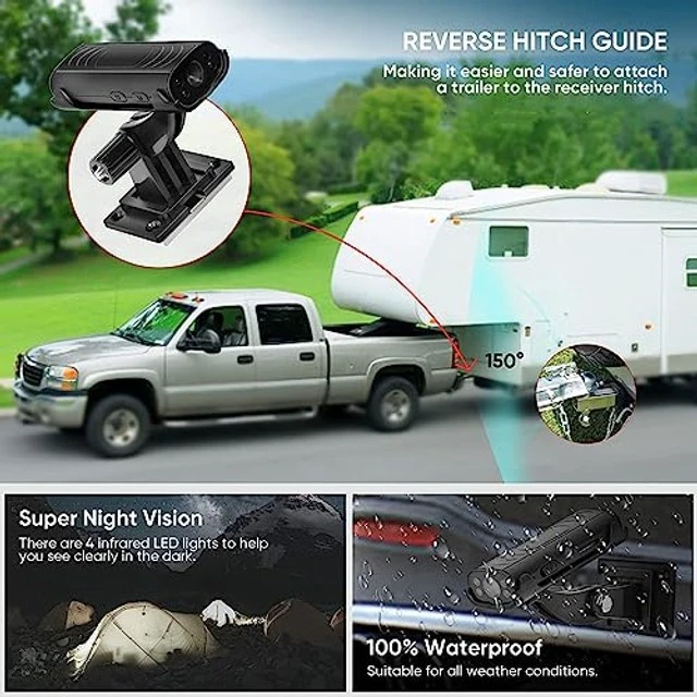 Alt view image 2 of 5 - Reverse Hitch Camera, 1080P Backup Camera, Night Vision Rear View Camera, Motion Detection, Magnetic Adhesive Mount for Cars, RVs, Trucks