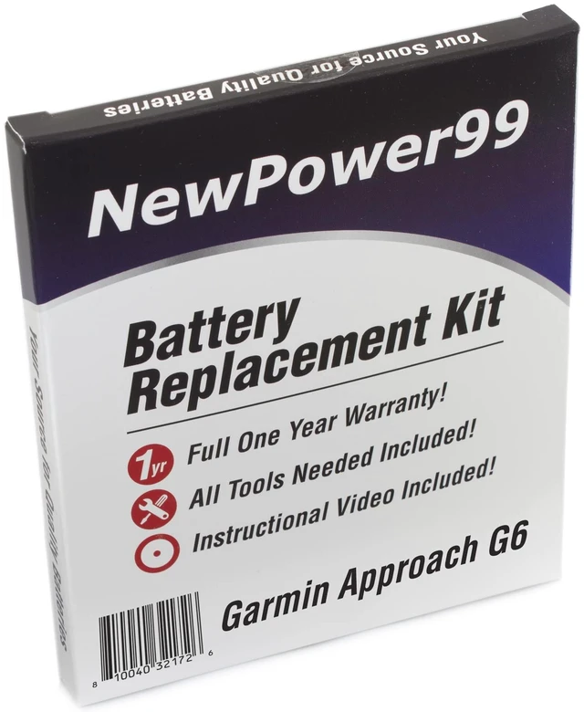 Main image of NP99sp NewPower99 Battery Replacement Kit for Garmin Approach G6 Golf GPS with Tools, Video Instructions, Long Life Battery