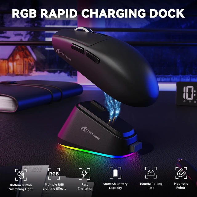 Alt view image 2 of 5 - ATTACK SHARK G3 PRO Wireless Gaming Mouse, 25K DPI, 59g Ultra-Light