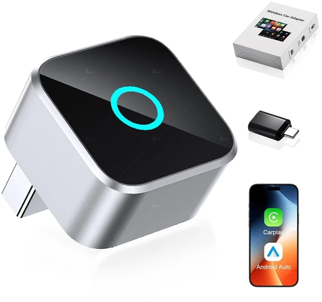 Main image of sowkim 2026 Upgraded Wireless CarPlay Adapter, Fast Auto Connect, Stable Connection, Mini Size Plug & Play Adapter for iPhone & Android Auto Compatible Cars