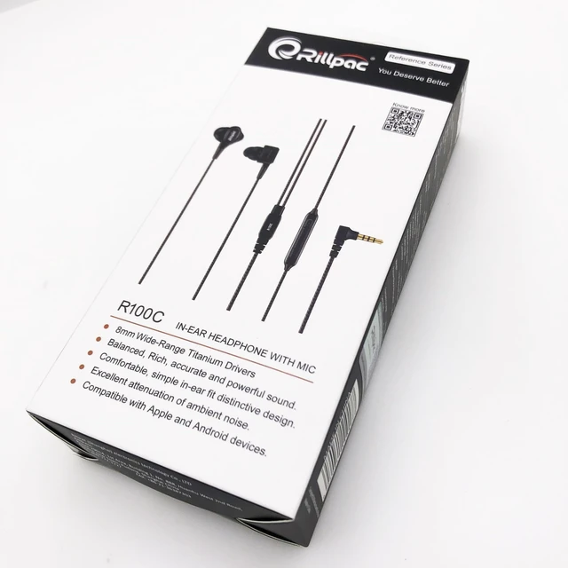 Alt view image 2 of 5 - Rillpac R100C Titanium Dynamic Driver Noise Isolating in-Ear Headphones Reference Series Earphones