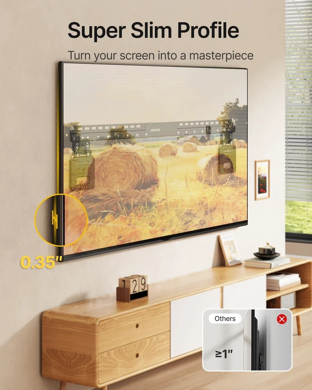 Alt view image 2 of 5 - monTEK 0.35'' Ultra Slim TV Wall Mount for 50-100 Inch Flat & Frame TVs