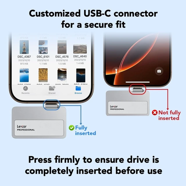Alt view image 3 of 5 - Lexar 1TB Go Portable SSD w/Hub, 1050MB/s Read, USB 3.2 Gen2, Ultracompact