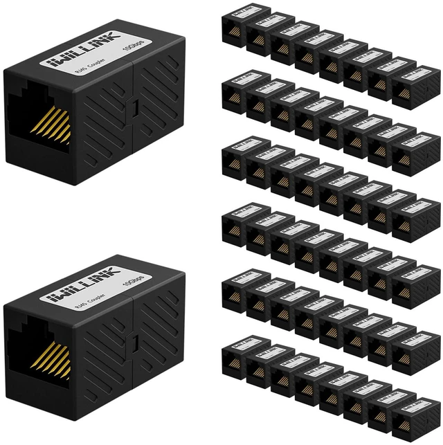Main image of iwillink RJ45 Coupler Ethernet Connector, Female to Female, 50 Pack, Black
