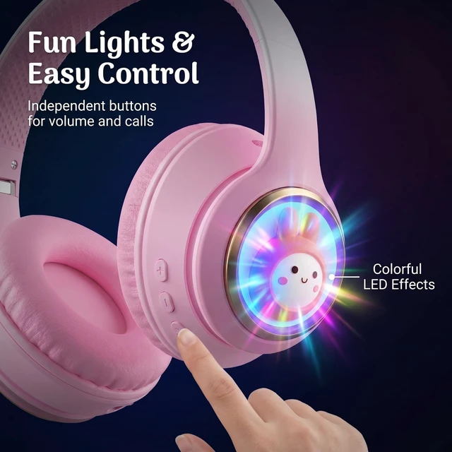 Alt view image 4 of 5 - YLFASHION Kids Bluetooth Headphones with Colorful LED Lights